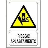 Señal adhesiva de 110x70mm - Riesgo aplastamiento (50 unidades)